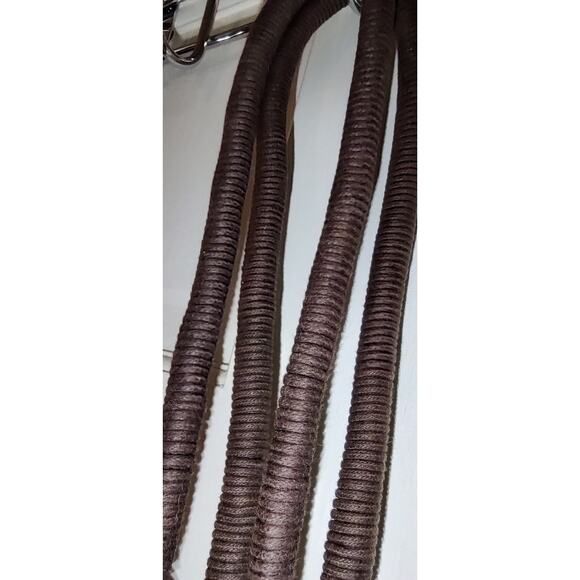 Studio Works - Pink & Cream Stripe Woven Bag w/ Wood Strap Accents - Picture 5 of 10